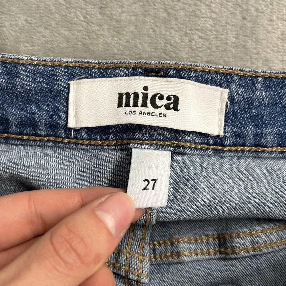 Mica Denim Jeans Womens 27 Blue Medium Wash High‎ Rise Wide Leg Cargo 27x28.5